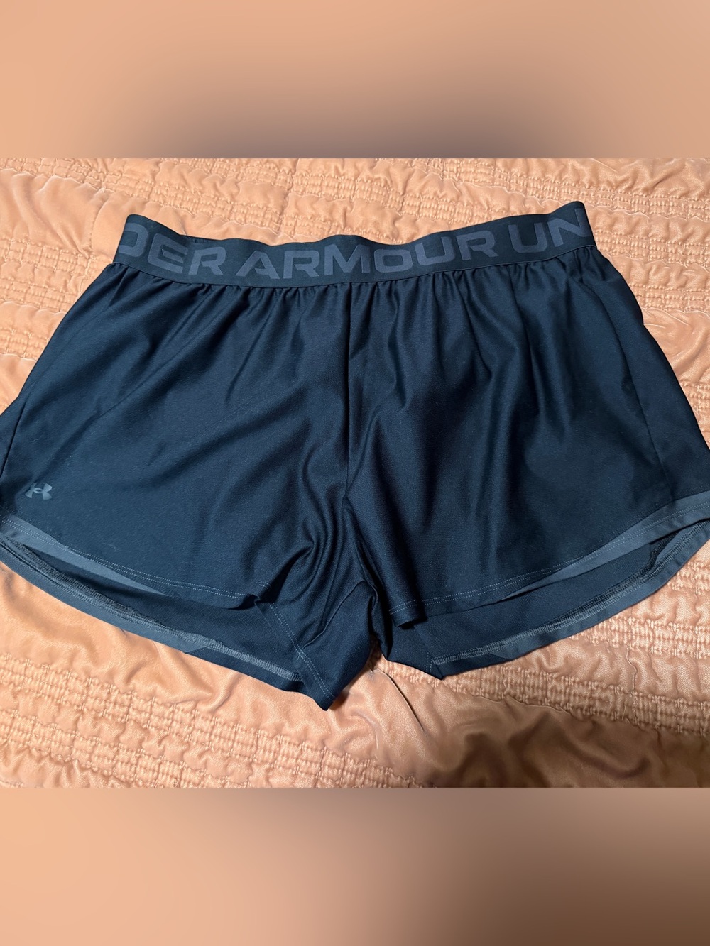 Under Armour Black and Charcoal Elastic-Waist Athletic Shorts